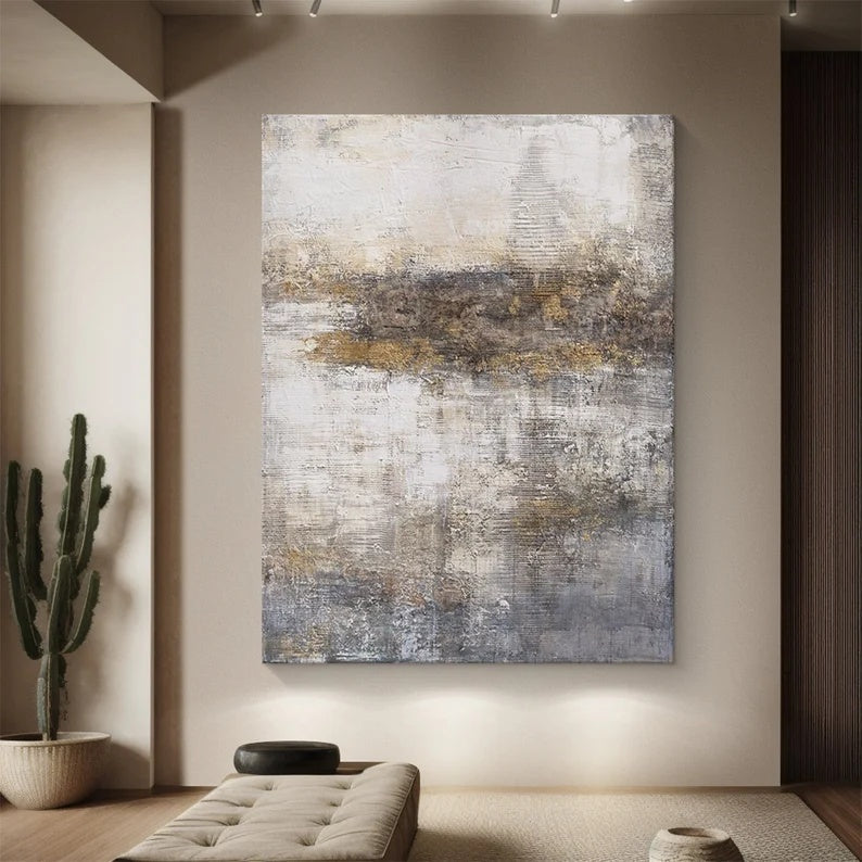Fading Echoes – Neutral Textured Wabi-Sabi Abstract Canvas Art#AB14060