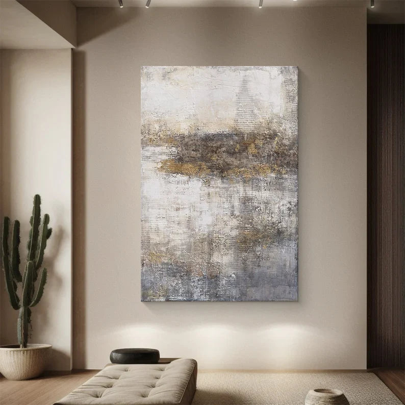 Fading Echoes – Neutral Textured Wabi-Sabi Abstract Canvas Art#AB14060