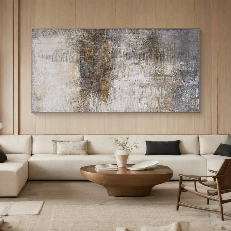 Fading Echoes – Neutral Textured Wabi-Sabi Abstract Canvas Art#AB14060