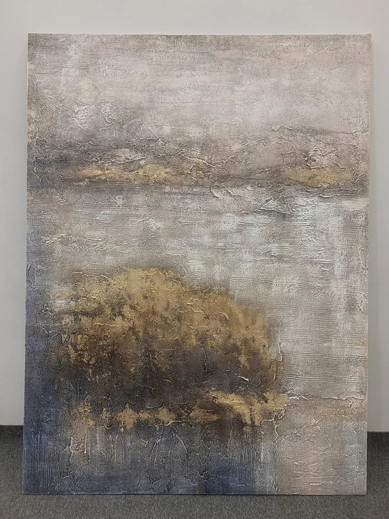 Fading Echoes – Neutral Textured Wabi-Sabi Abstract Canvas Art#AB14060