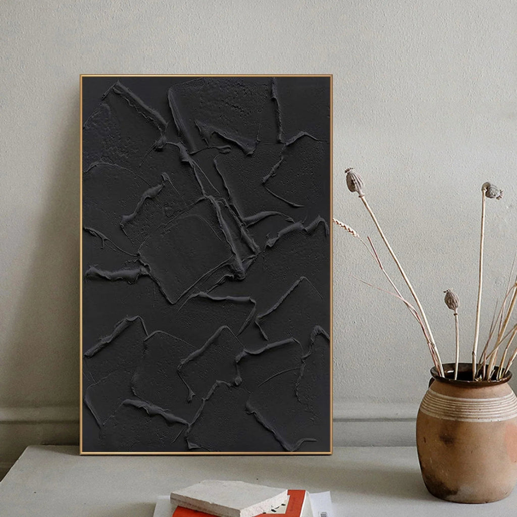 Shadow Layers-Minimalist pure black three-dimensional abstract wall art