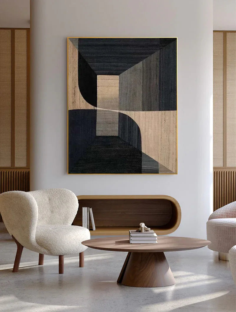 Geometric Tranquility-Geometric Space Abstract Wall Art with Extremely Simple Style