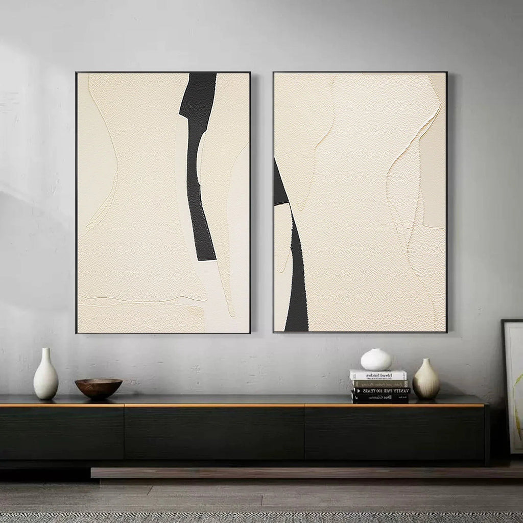 Modern Silhouettes SET OF 2-Minimalist Abstract Texture Symmetrical Wall Art