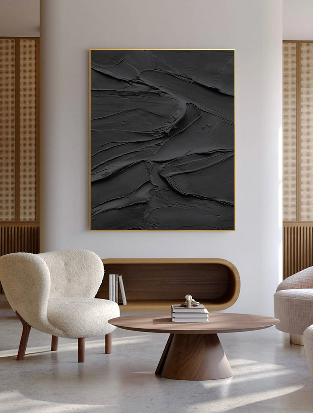 Midnight Layers-Modern Minimalist Home Black Abstract Texture Wall Art