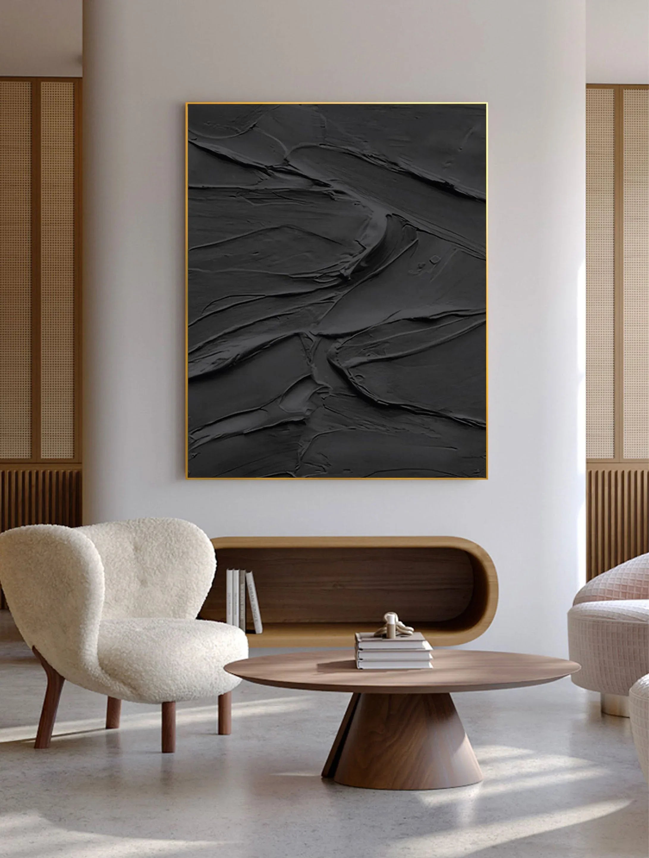 Midnight Layers-Modern Minimalist Home Black Abstract Texture Wall Art
