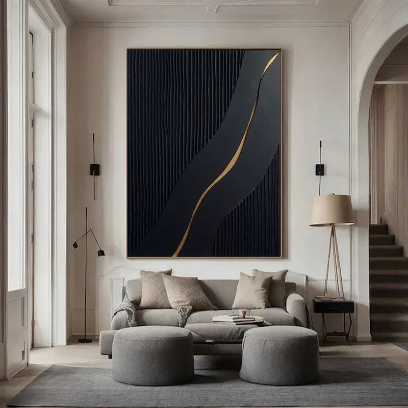Golden Flow-Modern Minimalist 3D Golden Streamlined Texture Wall Art