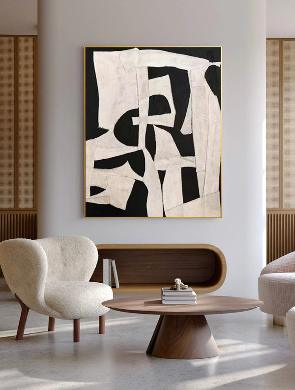 Abstract Harmony-Modern Minimalist Decoration Black and White Geometric Block Abstract Wall Art