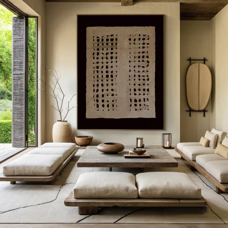 Minimalist Textured Abstract Wall Art for Modern Interiors – Silent Grid#AB14112