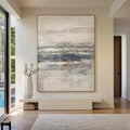 Misty Horizon – Blue Gray Textured Wabi-Sabi Abstract Canvas Art#AB14056