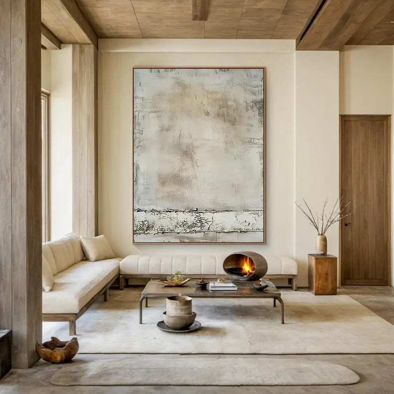 Quiet Patina – Minimal Textured Wabi-Sabi Abstract Wall Art#AB14053