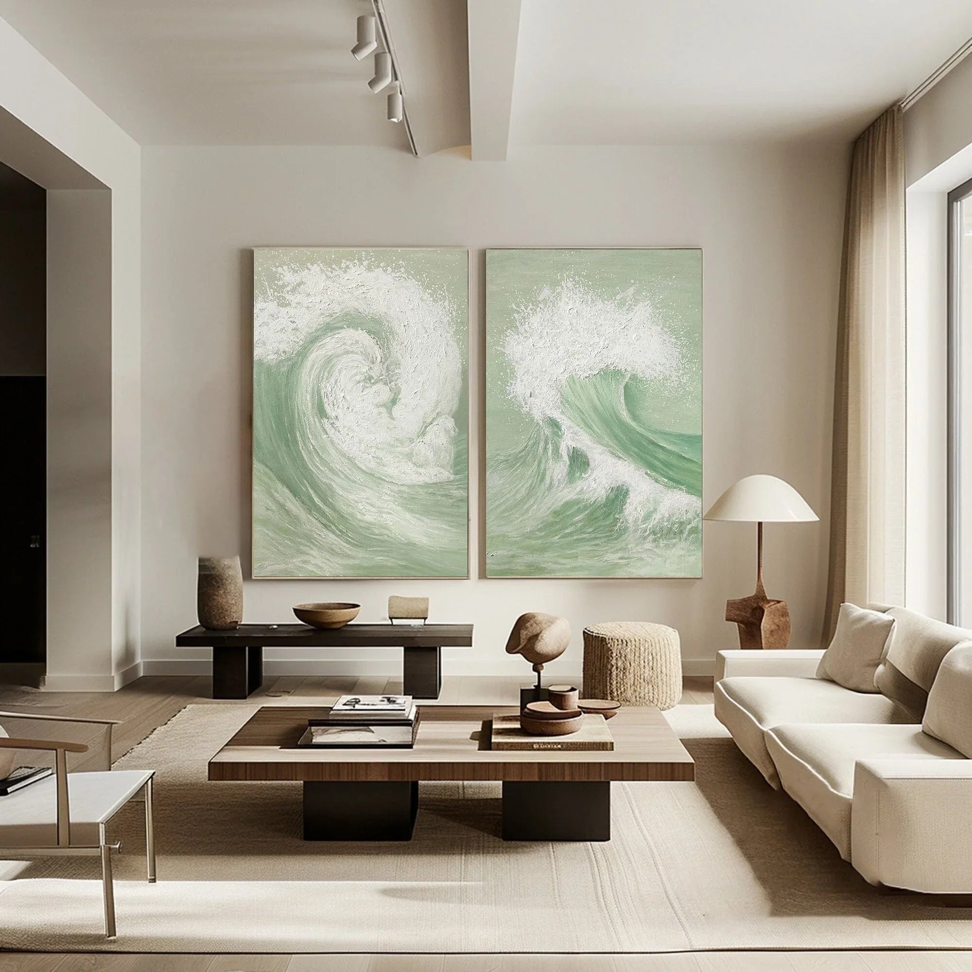 Oceanic Symphony - Dual Abstract Wave Canvas Art SET OF 2