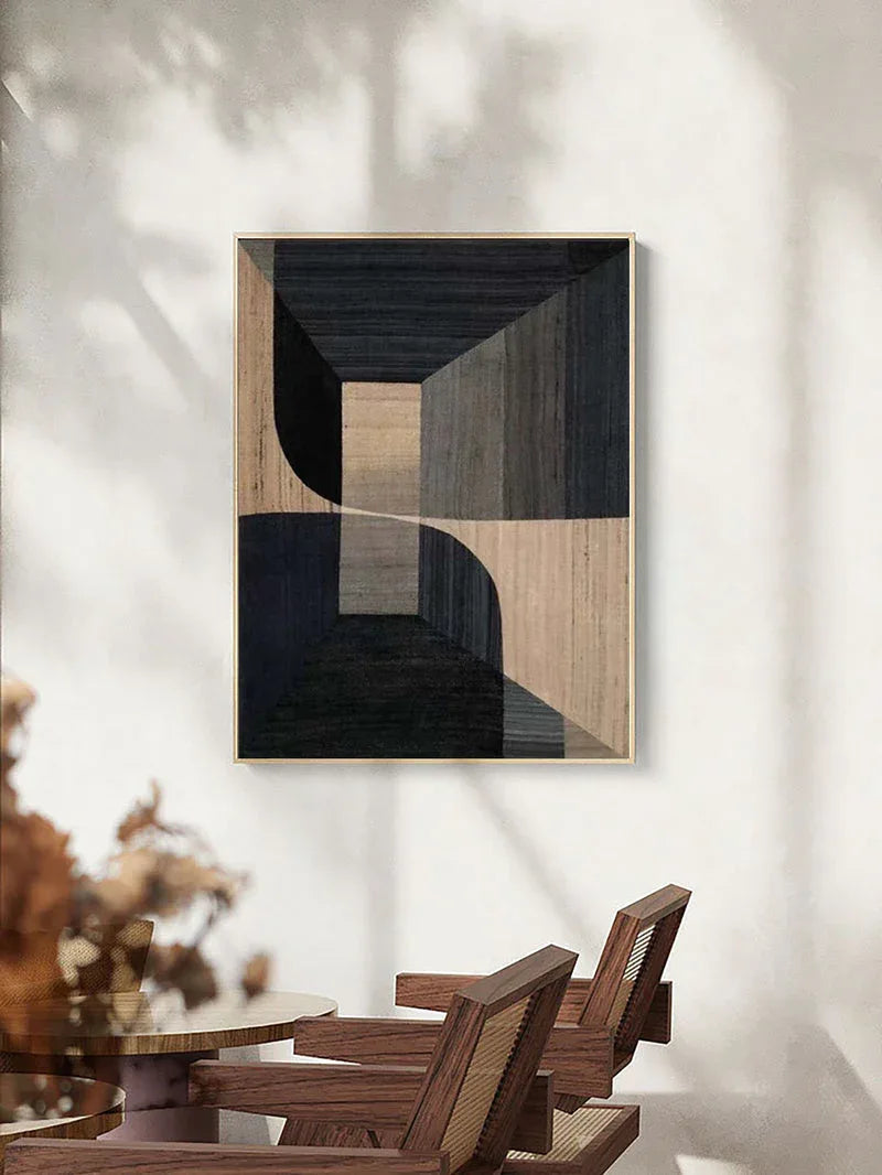 Geometric Tranquility-Geometric Space Abstract Wall Art with Extremely Simple Style