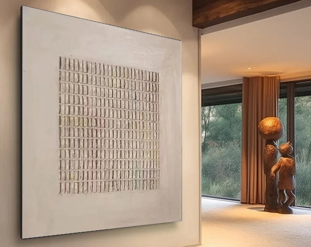 Grid Pulse-Modern Minimalist Texture Grid Wall Art With Subtle Depth#WB11001