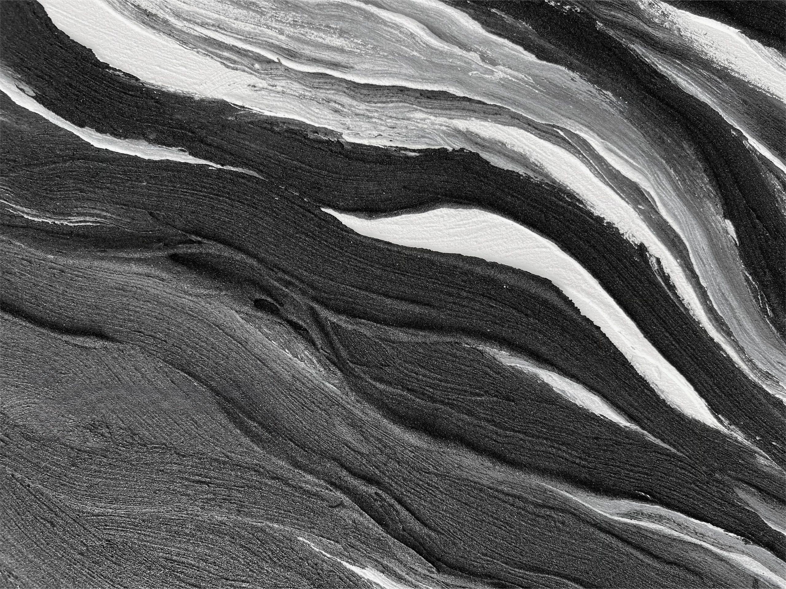 Monochrome Tides Diptych Set Of 2-Minimalist Hand Drawn Flowing Texture Abstract Wall Art