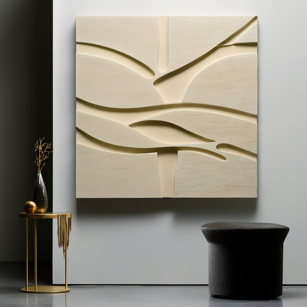 Silent Flow - Modern Minimalist Hand Drawn 3D Curved Relief Wall Art