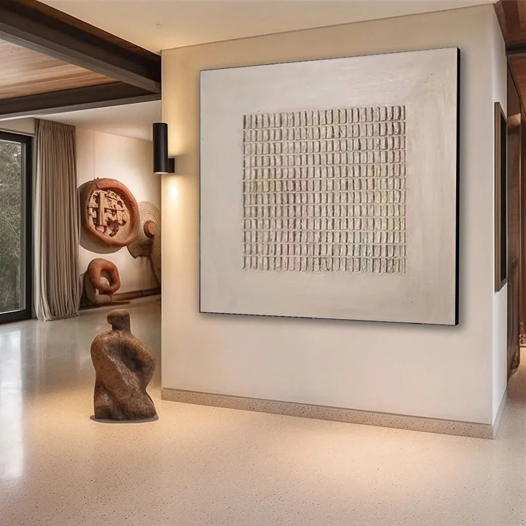 Grid Pulse-Modern Minimalist Texture Grid Wall Art With Subtle Depth#WB11001