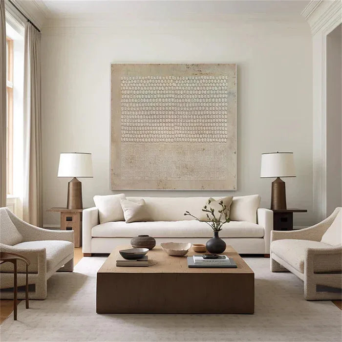 Neutral Symmetry-Neutral Toned Abstract Textured Canvas Art #WB10090