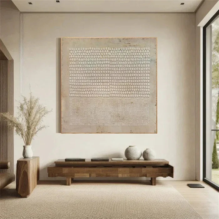 Neutral Symmetry-Neutral Toned Abstract Textured Canvas Art #WB10090