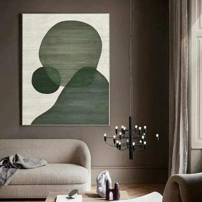Abstract Tranquility Art Painting-Modern Minimalist Green Geometric Abstract Wall Art