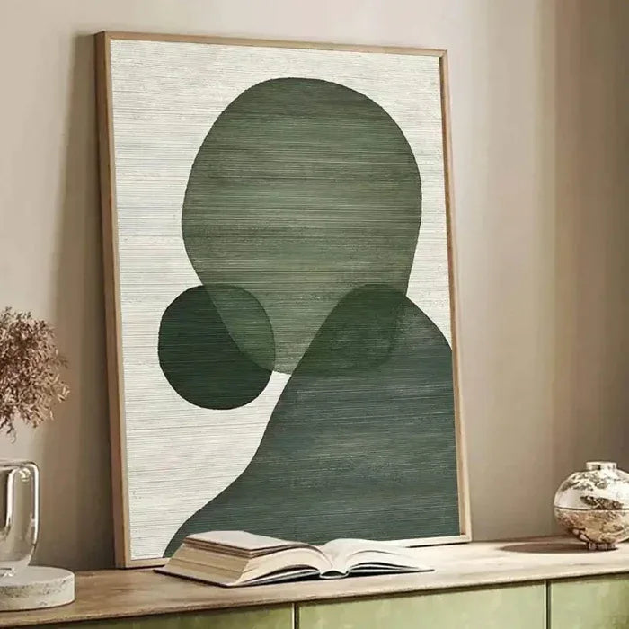 Abstract Tranquility Art Painting-Modern Minimalist Green Geometric Abstract Wall Art