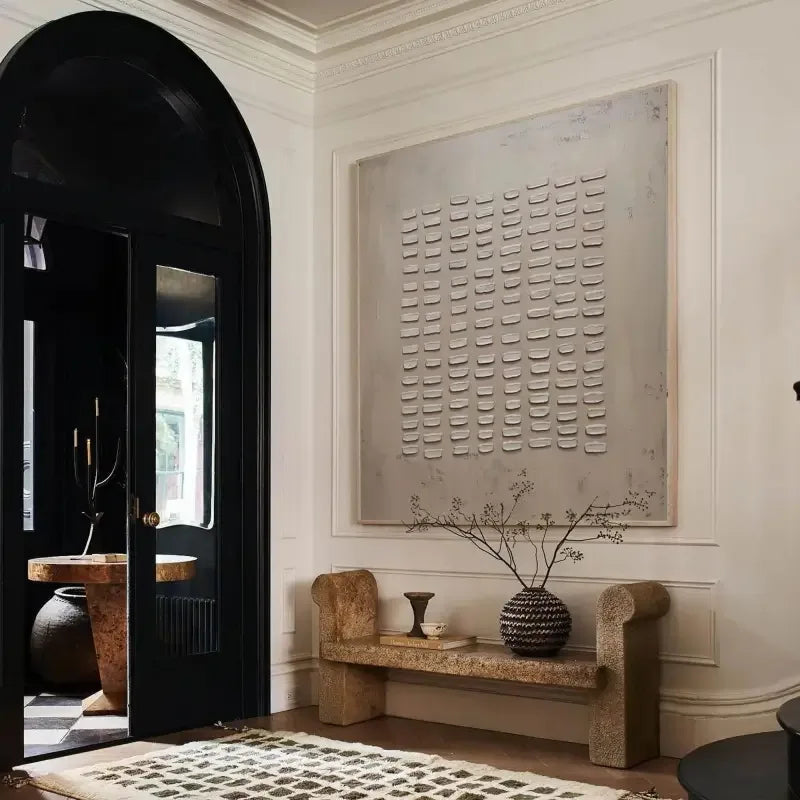 Rhythmic Tranquility -Wabi Sabi Geometric Relief Texture Wall Art#WB11005