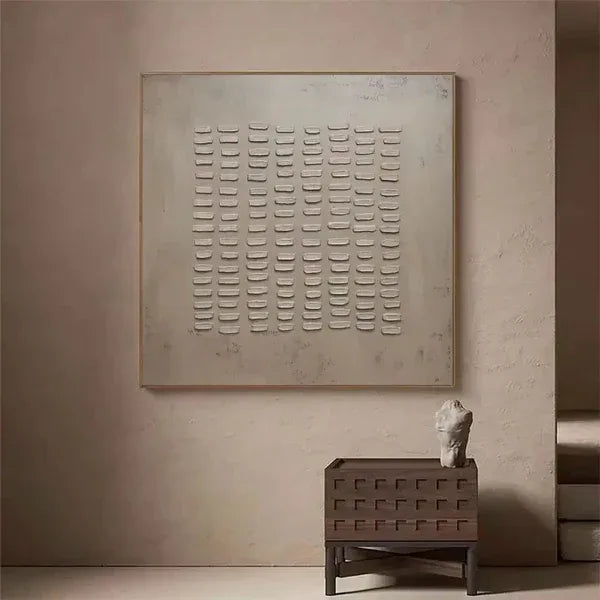 Rhythmic Tranquility -Wabi Sabi Geometric Relief Texture Wall Art#WB11005