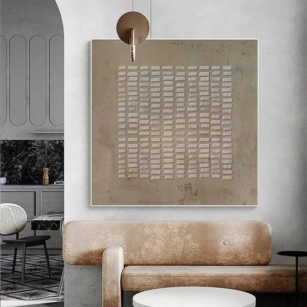 Rhythmic Tranquility -Wabi Sabi Geometric Relief Texture Wall Art#WB11005
