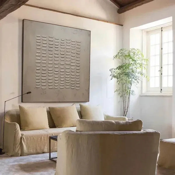 Rhythmic Tranquility -Wabi Sabi Geometric Relief Texture Wall Art#WB11005