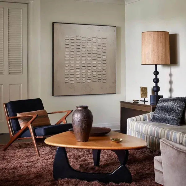 Rhythmic Tranquility -Wabi Sabi Geometric Relief Texture Wall Art#WB11005