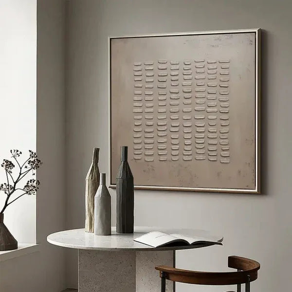 Rhythmic Tranquility -Wabi Sabi Geometric Relief Texture Wall Art#WB11005