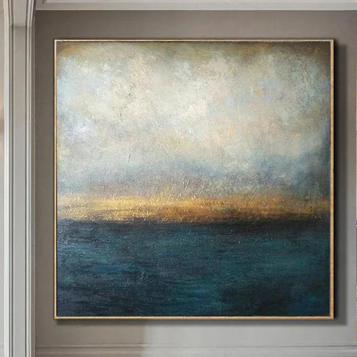 Golden Horizon Abstract Art-Modern Abstract Sea and Light Texture Wall Art#WB11006