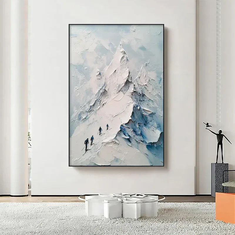 Snowy Climbing - Thick-painted Snow Mountain Indoor Decorative Wall Art#AB14005