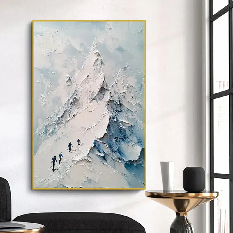 Snowy Climbing - Thick-painted Snow Mountain Indoor Decorative Wall Art#AB14005