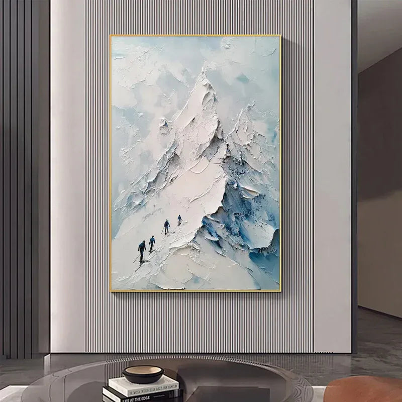 Snowy Climbing - Thick-painted Snow Mountain Indoor Decorative Wall Art#AB14005