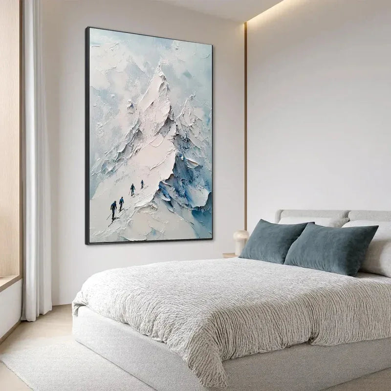 Snowy Climbing - Thick-painted Snow Mountain Indoor Decorative Wall Art#AB14005