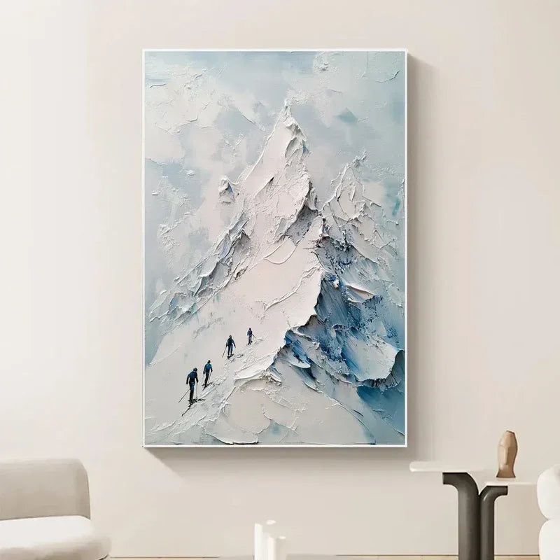 Snowy Climbing - Thick-painted Snow Mountain Indoor Decorative Wall Art#AB14005