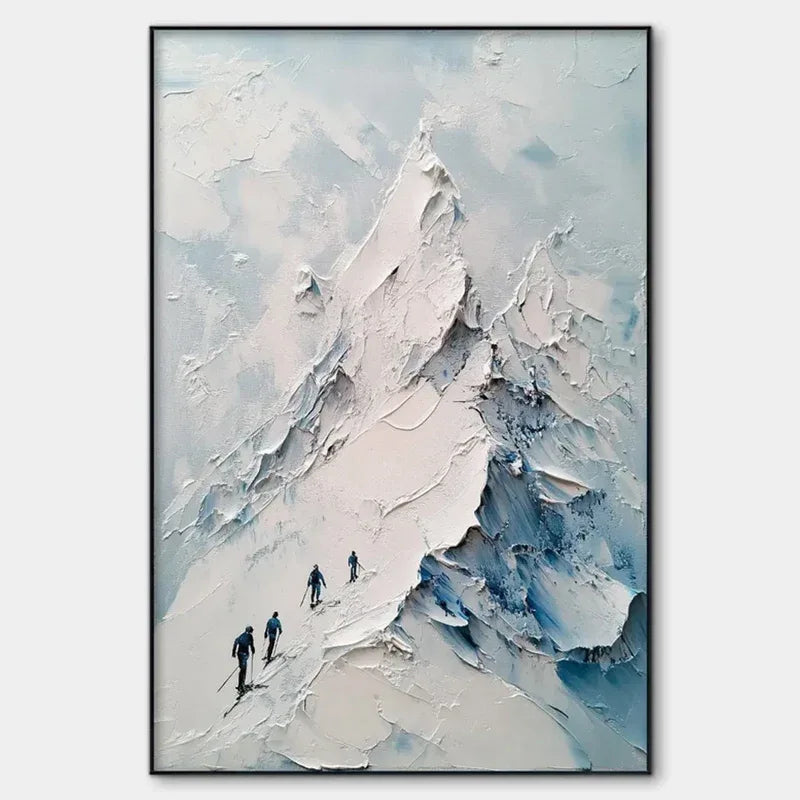 Snowy Climbing - Thick-painted Snow Mountain Indoor Decorative Wall Art#AB14005
