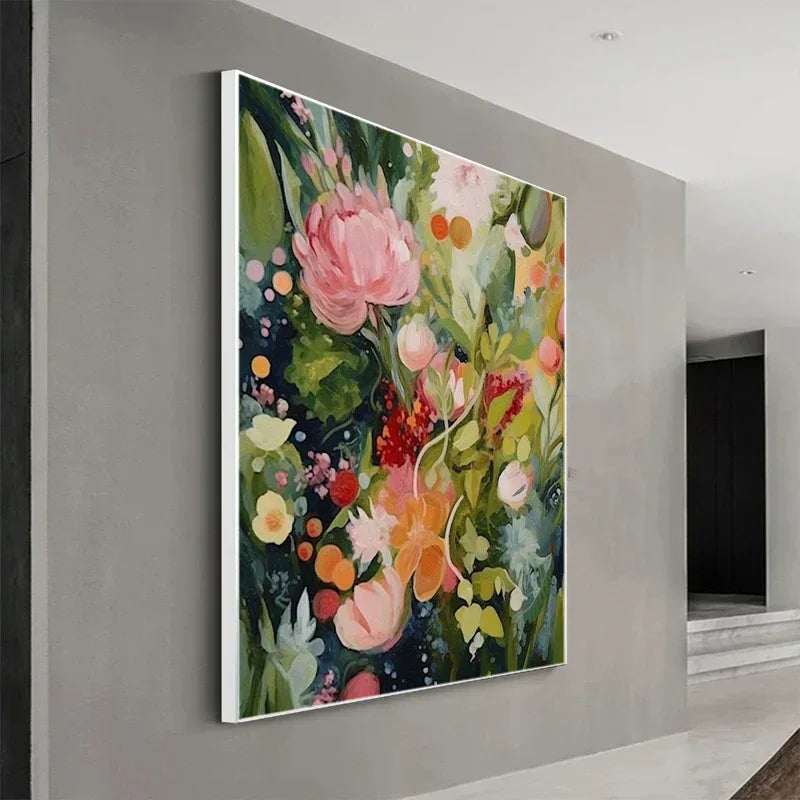 Blooming Rhapsody – Textured Floral Oil Painting Wall Art#AB14078
