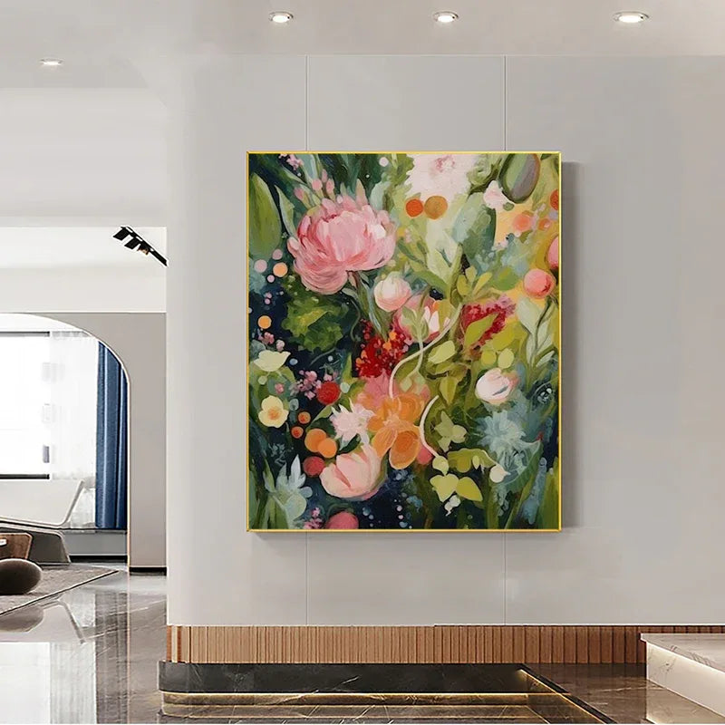 Blooming Rhapsody – Textured Floral Oil Painting Wall Art#AB14078