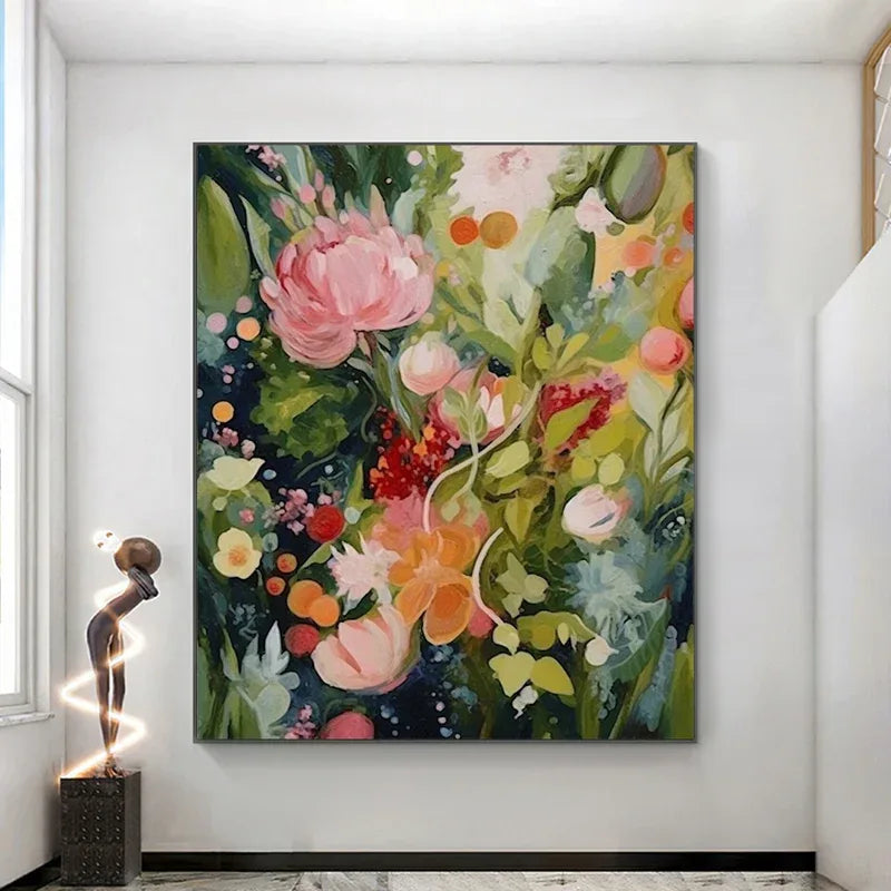 Blooming Rhapsody – Textured Floral Oil Painting Wall Art#AB14078