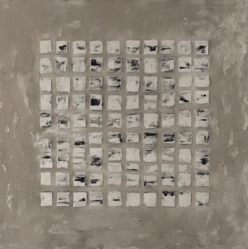 Geometric Grid Art-Minimalist Textured Abstract Grid Wall Art