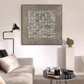 Geometric Grid Art-Minimalist Textured Abstract Grid Wall Art