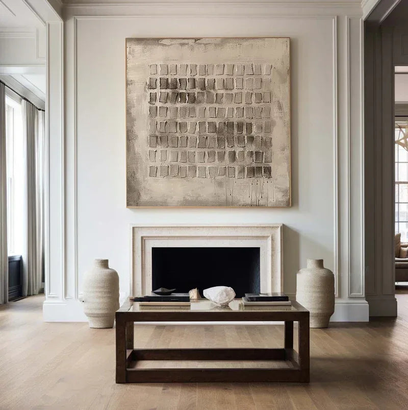Mono Grid Texture-Geometric Block Hand Drawn Three-Dimensional Wall Art#WB10107