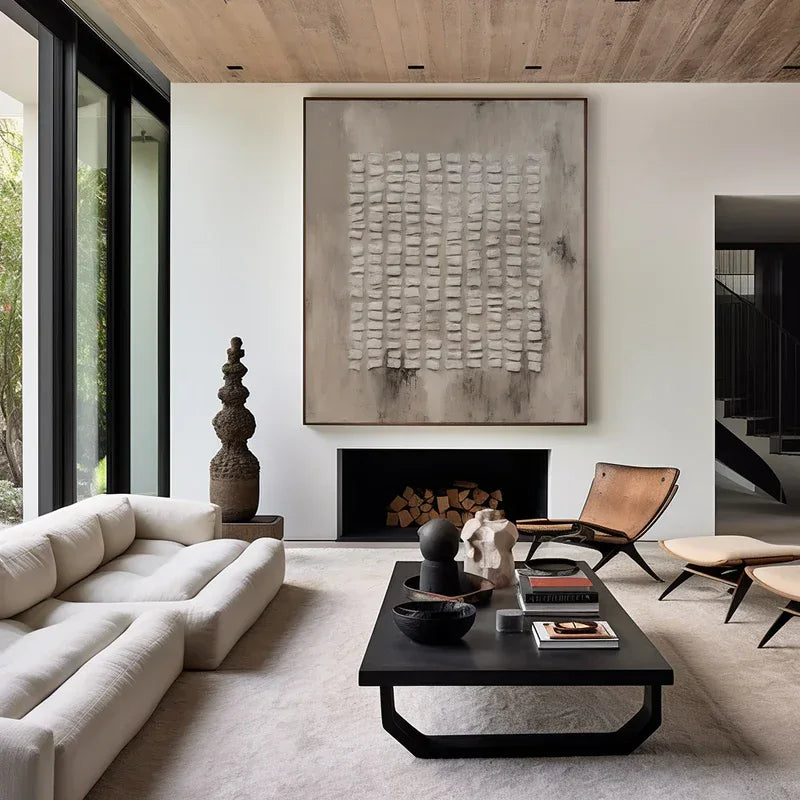 Abstract Grid Texture- Abstract Geometry Wabi Sabi Wall Art#WB10105