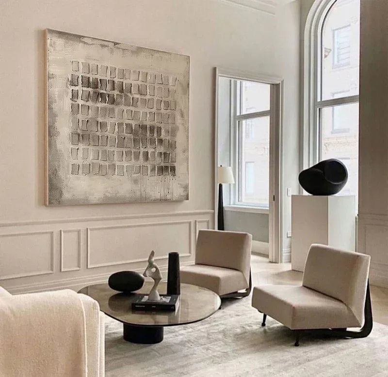 Mono Grid Texture-Geometric Block Hand Drawn Three-Dimensional Wall Art#WB10107