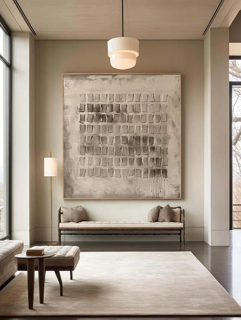 Mono Grid Texture-Geometric Block Hand Drawn Three-Dimensional Wall Art#WB10107