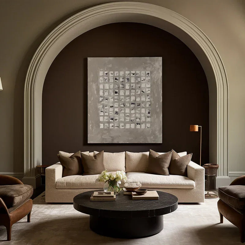 Geometric Grid Art-Minimalist Textured Abstract Grid Wall Art