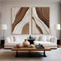 Earth Layers Textured Diptych-Minimalist Abstract Thick Textured Wall Art