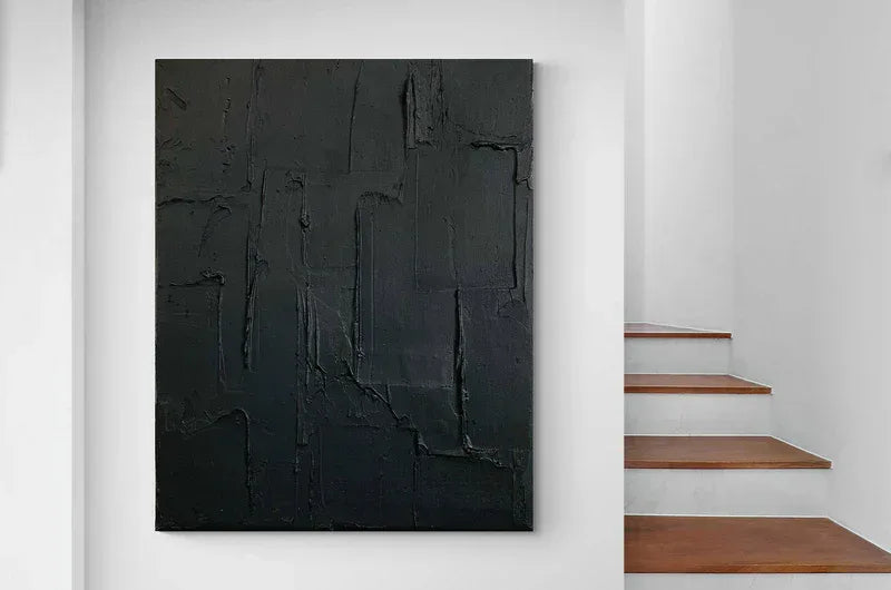 Depth in Shadows - Vertical Three-Dimensional Texture Minimalist Abstract Wall Art