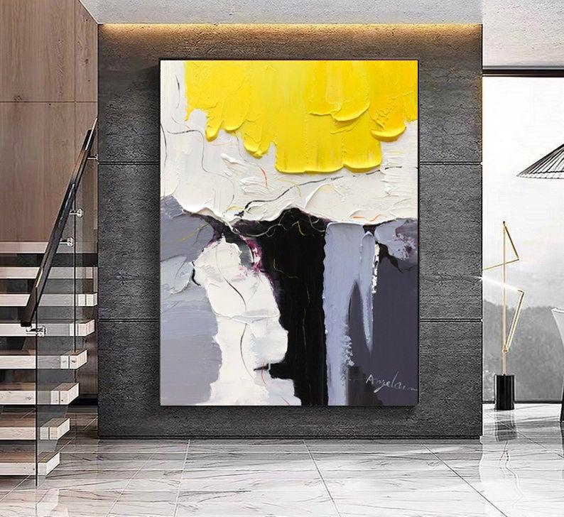Golden Cascade Abstract Art-Modern Abstract Color Collision Texture Wall Art